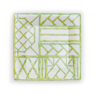 Bamboo Screen Moss Green  Sq Salad/Dessert Plates Square