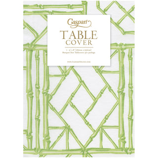 Bamboo Screen Moss Green Paper Linen Tablecover 5.2'x8.2'