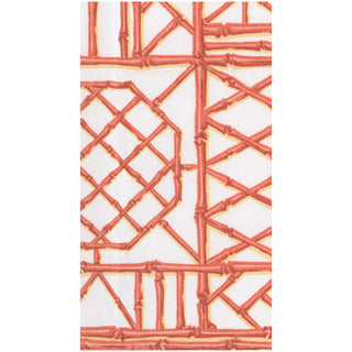 Bamboo Screen Coral Paper Linen Guest Towel Napkins - 12 Per Package