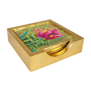 La Dolce Vita Gold Lacquer Coasters Set Of 4