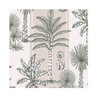 Southern Palms Flax & White Luncheon Napkins - 20 Per Package