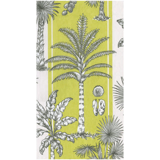 Southern Palms Green & White Guest Towel Napkins - 15 Per Package