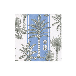 Southern Palms Blue & White Cocktail Napkins - 20 Per Package
