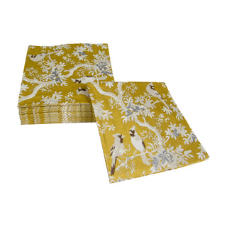 Scenic Songbirds Gold/Ivory Napkin Cocktail
