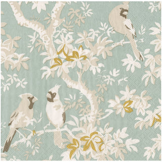 Scenic Songbirds Celadon Dinner Napkins - 20 Per Package