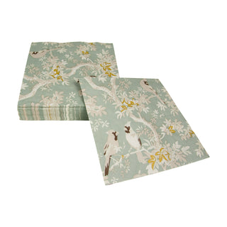 Scenic Songbirds Celadon Luncheon Napkins - 20 Per Package