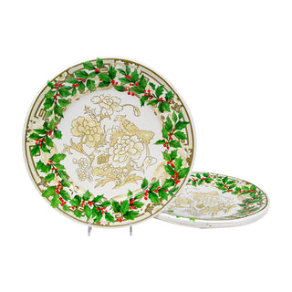 Holly Ceramic Ivory/Gold Dinner Plates