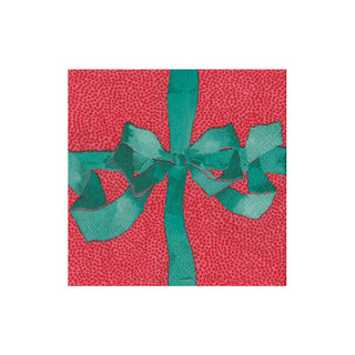 Tied With A Bow Red & Spruce Boxed Cocktail Napkins - 40 Per Box