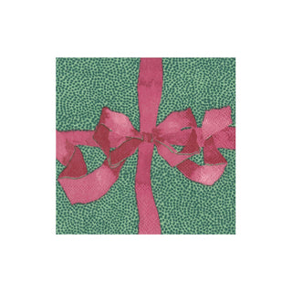 Tied With A Bow Green & Plum Cocktail Napkins - 20 Per Package