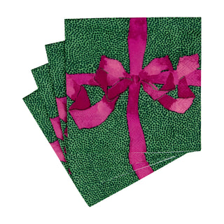 Tied With A Bow Green/Plum Napkin Cocktail