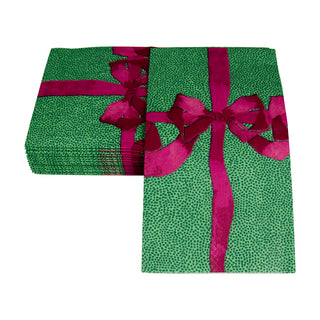 Tied With A Bow Green & Plum Guest Towel Napkins - 15 Per Package