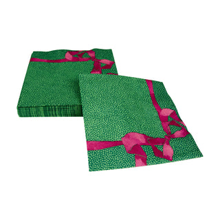 Tied With A Bow Green & Plum Luncheon Napkins - 20 Per Package