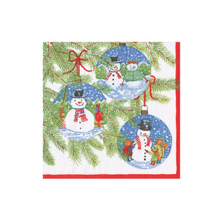 Snowman Ornaments Boxed Cocktail Napkins - 40 Per Box
