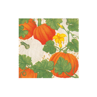 Pumpkin Chintz White Napkin Cocktail