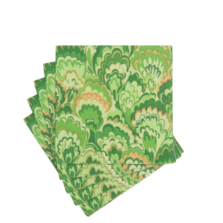 Marbled Ceramica Green Cocktail Napkins - includes 12 Cocktail Napkins