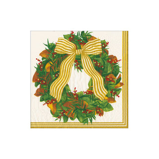 Magnolia Wreath Cocktail Napkins - includes 12 Cocktail Napkins