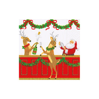 Santa's Bar Boxed Cocktail Napkins - includes 12 Boxed Cocktail Napkins