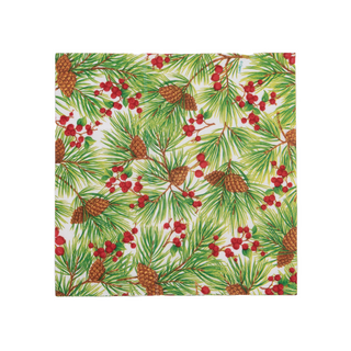 Evergreen and Berries White Cocktail Napkins - includes 20 Cocktail Napkins