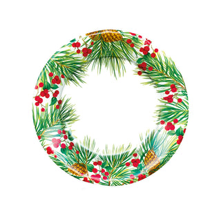 Evergreen And Berries White Paper Salad & Dessert Plates - includes 8 Paper Salad & Dessert Plates
