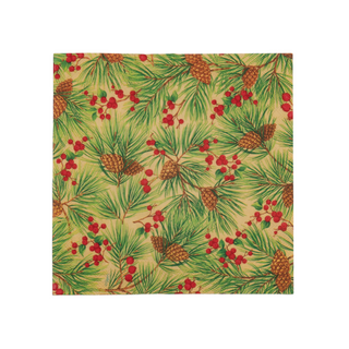 Evergreen and Berries Gold Cocktail Napkins - includes 20 Cocktail Napkins
