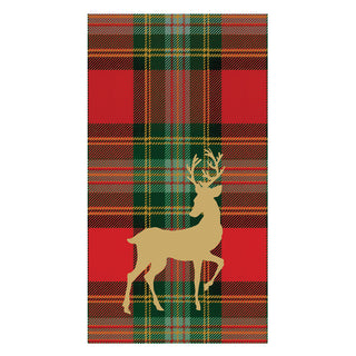Reindeer Tartan Red Guest Towels - includes 15 Guest Towels