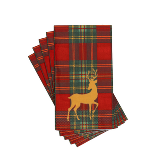 Reindeer Tartan Red Guest Towels - includes 15 Guest Towels