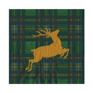Reindeer Tartan Green Luncheon Napkins - includes 20 Luncheon Napkins