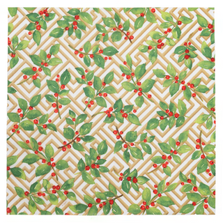 Holly And Fretwork White Dinner Napkins - includes 20 Dinner Napkins