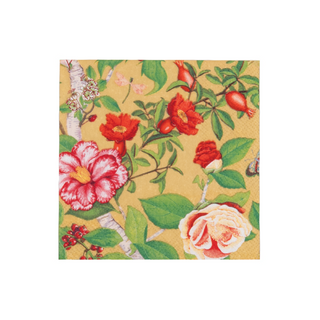 Christmas Chinoiserie Gold Cocktail Napkins - includes 12 Cocktail Napkins