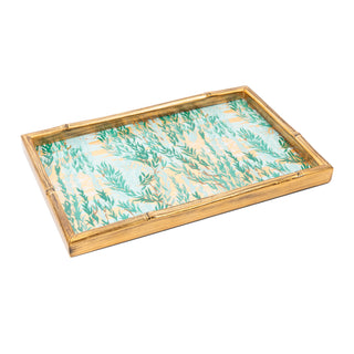 Willows Green Bamboo Edge Lacquer Vanity Tray