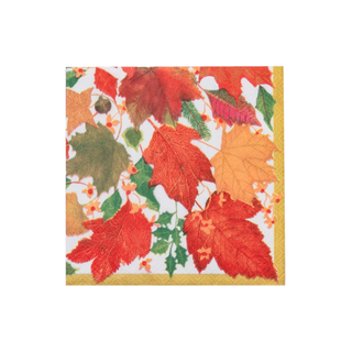 Swirling Leaves White Cocktail Napkins - includes 20 Cocktail Napkins