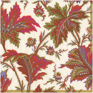 PAISLEY LEAVES IVORY DINNER NAPKIN