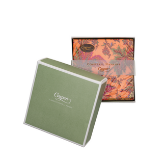 Paisley Leaves Coral Boxed Cocktail Napkins - includes 40 Boxed Cocktail Napkins