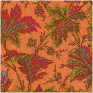 PAISLEY LEAVES CORAL DINNER NAPKIN