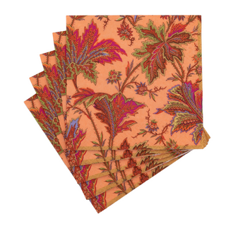 Paisley Leaves Coral Luncheon Napkins - includes 20 Luncheon Napkins