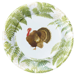 Turkey Among Ferns Paper Dinner Plates - includes 8 Paper Dinner Plates