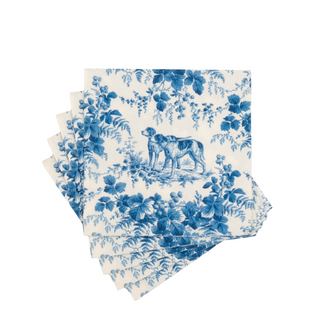 Hunting Toile Blue Cocktail Napkins - includes 20 Cocktail Napkins