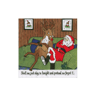 Santa At Home Boxed Cocktail Napkins - includes 12 Boxed Cocktail Napkins