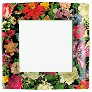 Dutch Floral Black Square Paper Salad & Dessert Plates - includes 8 Paper Salad & Dessert Plates