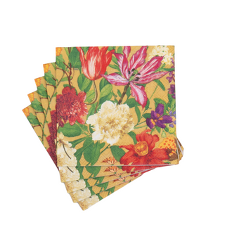 Dutch Floral Gold Cocktail Napkins - includes 20 Cocktail Napkins