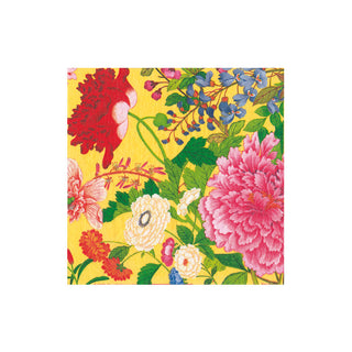A Profusion Of Flowers 2 Yellow Boxed Cocktail Napkins - 40 per box