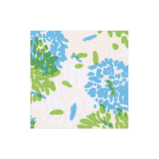 Chrysanthemum Turquoise/Lime Boxed Cocktail Napkins - 40 per box