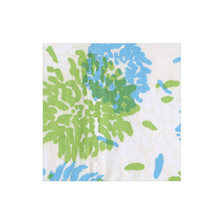 Chrysanthemum Turquoise/Lime Cocktail Napkin - package of 20