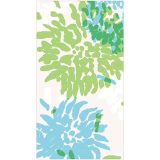 Chrysanthemum Turquoise/Lime Guest Towel - package of 15