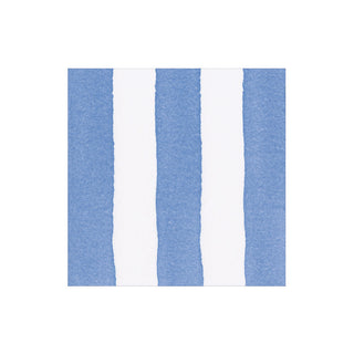 Cafe Stripe Blue Paper Linen Cocktail Napkin - package of 15