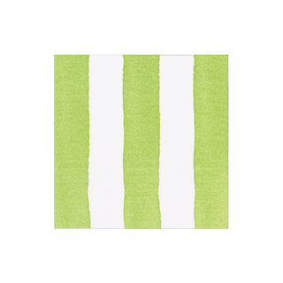 Cafe Stripe Lime Paper Linen Cocktail Napkin - package of 15