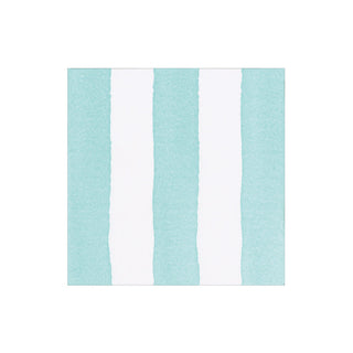 Cafe Stripe Aqua Paper Linen Cocktail Napkin - package of 15