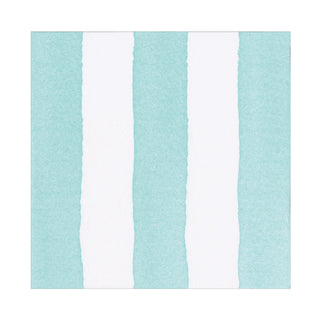 Cafe Stripe Aqua Paper Linen Luncheon Napkin -15 per package