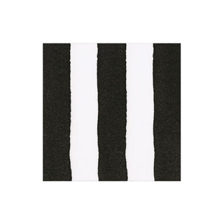 Cafe Stripe Black Paper Linen Cocktail Napkin - package of 15
