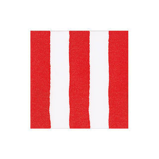 Cafe Stripe Red Paper Linen Boxed Cocktail Napkins - 15 per box
